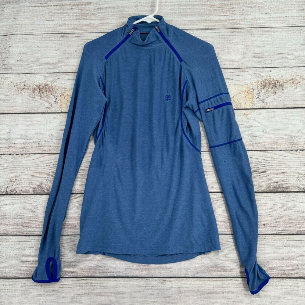 Coolibar Long Sleeve Thumbhole Base Layer Top Men's Size XS‎ Blue
